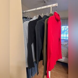 5 Ambiance Vibrant Red, Olive, Black, Charcoal, Light Gray Turtleneck Sweaters